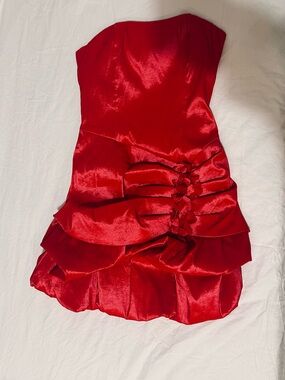 Forever 21 Orange Strapless Ruffled Mini Dress